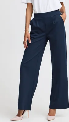 Image de b.young BYRIZETTA WIDE PANTS 2 Pantalon en tissu pour femme Stretch Wide Leg jambes larges avec taille élastique et plis à la taille