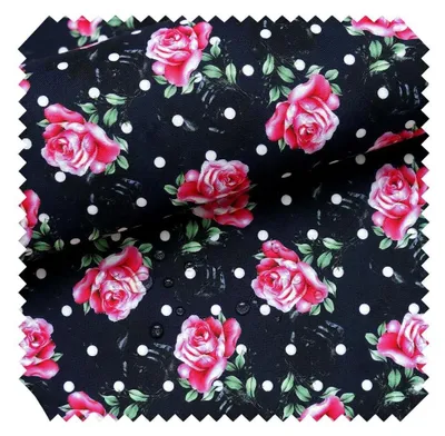 Produktbild von novely® OXFORD 210D - D169 Polka Dots And Roses - Bedruckter Polsterstoff - Outdoor Dekostoff - Wasserabweisende Reißfeste Meterware 1lfm