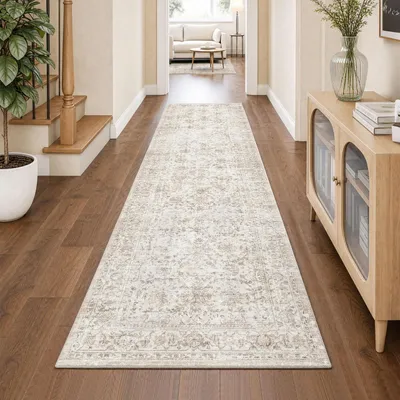 Immagine prodotto di Tappeto corridoio, 60x240 cm, beige, lavabile, antiscivolo