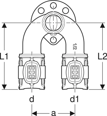 Immagine prodotto di Geberit GE FlowFit angolo doppio, IG RG+, d20, Rp1/2, d16 mm, L 5,2 cm, 1 pz.