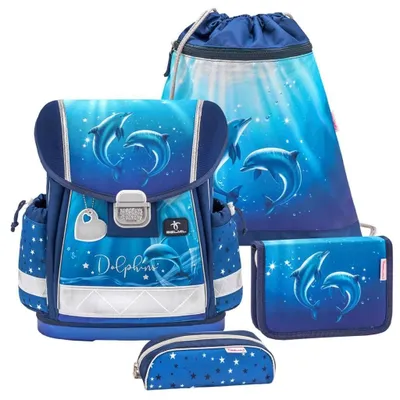 Zdjęcie produktu dla Belmil Klasyczny ergonomiczny zestaw saszetek 4-częściowy "Dolphins" z paskiem na klatkę piersiową