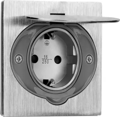 Produktbild von Boden Einbausteckdose, IP44, Edelstahl, 3680W