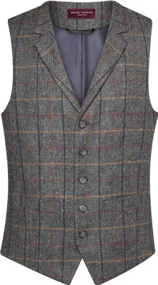 Immagine prodotto di Brook Taverner - Gilet "Memphis" da uomo PC3397 (L) (motivo a quadri grigio/marrone)