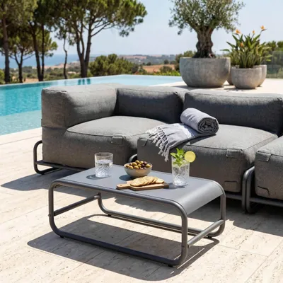 Image de Table basse de jardin en métal 85x40x30 cm gris - Oviala Mixi