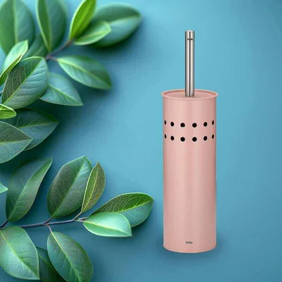 Produktbild von Kela Toilettenset Leo Altrosa, pulverbeschichtetes Metall, Lochmuster, 37,5 cm Höhe, 9,5 cm Durchmesser