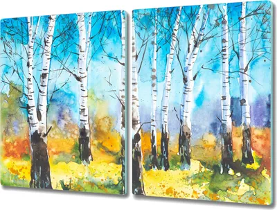 Produktbild von Coloray Hackbrett Kochplattenabdeckung Herdabdeckplatte 2x40x52 cm Schneidebrett Küchenbrett - Wald