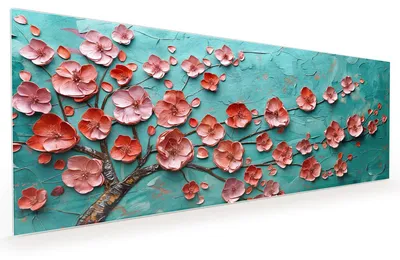 Produktbild von Küchenrückwand Spritzschutz Glas mit Motiv Blütenbaum Kunst 40 x 40 cm