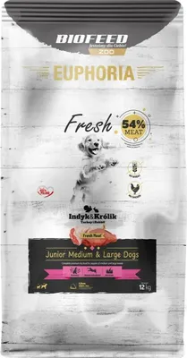 Productafbeelding van EUPHORIA Fresh Junior, droogvoer voor middelgrote en grote puppy's, met kalkoen en konijn - 12 kg