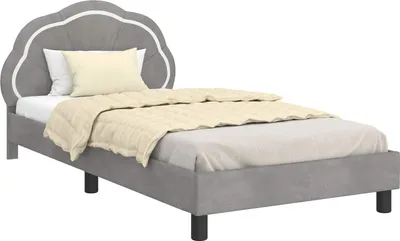 Produktbild von vidaXL Kinderbettgestell mit Kopfteil Hellgrau 90 x 190 cm Samt