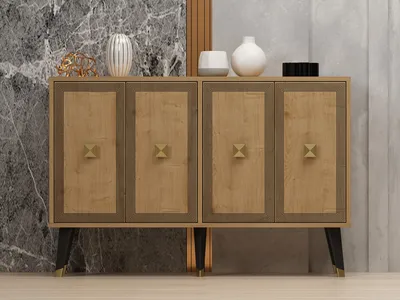 Produktbild von Skye Decor, Ansel - Sapphire Oak, Gold, Konsole, Saphireiche, 100 % MELAMINBESCHICHTETE SPANPLATTEN, 120 x 30 x 80 cm