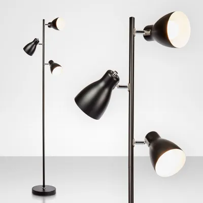 Produktbild von Stehlampe - Schalter, schwenkbar, E27 Fassung, max. 25W, 3-flammig, Schwarz