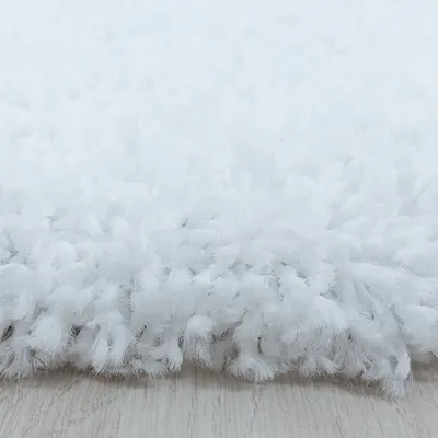 Produktbild von Villa Möbel Sydeno Wohnzimmer-Teppich, Hochflor-Teppich, Flauschig, Einfarbig, Farbe:Weiß, Grösse:80 cm Rund