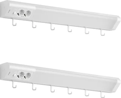 Produktbild von 2er Set Oktaplex 76cm LED Unterbauleuchte mit Steckdose Küchenlicht warmweiß 230V mit Schalter