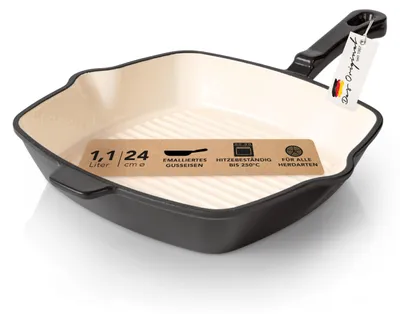 Produktbild von Römertopf Gusseisen Grillpfanne eckig 24 cm für Induktion, Anthrazit