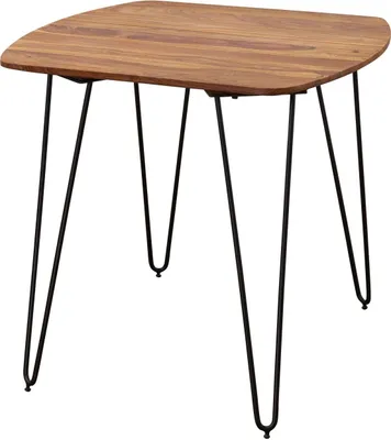 Produktbild von Esszimmertisch 80x80x76 cm Sheesham Massivholz, Esstisch mit Metallbeinen, Massiver Echtholz Tisch Quadratisch, Designer Holztisch Massiv, Moderner Küchentisch Braun
