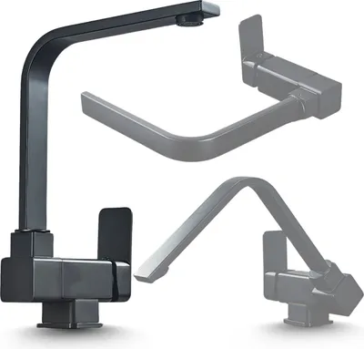 Produktbild von Küchenarmatur Ari Venti, klappbar für Fenster, 360 Grad schwenkbar, mit Luftsprudler, Keramikkartusche, schwarz matt