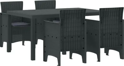 Imagen del producto de Conjunto de Comedor de Jardín 5 pcs Antracita Ratan Polt