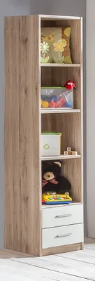 Produktbild von Standregal Jugendzimmer JOHANNESBURG-43 in Eiche Nb. mit weiß, B/H/T: ca. 48/197/40 cm
