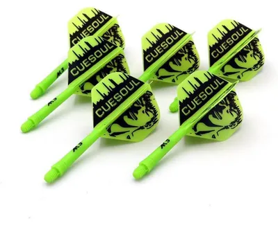 Produktbild von Integrierte Dartschäfte und Flights 28mm Standardform Grün 6er Set
