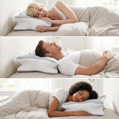 Produktbild von Premium Memory Foam Kopfkissen für Seiten-, Rücken- und Bauchschläfer - Ergonomisches Nackenkissen mit waschbarem Bezug für guten Schlaf