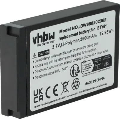 Produktbild von vhbw Akku kompatibel mit Newland MT60, MT60E, MT60H, MT6550, MT6550 Pro, MT66 Handheld Computer Scanner (3800 mAh, 3,7 V, Li-Polymer)