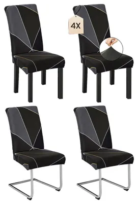 Immagine prodotto di Set di 4 copri-sedia geometrici, elasticizzati, lavabili e universali