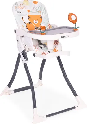 Obrázek produktu pro EcoToys HC301-2402 Skládací dětská jídelní židlička s hračkami Tygřík