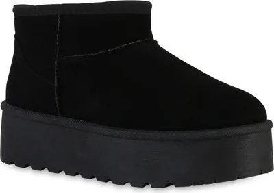 Produktbild von VAN HILL Damen Warm Gefütterte Plateau Boots Profil-Sohle Plateau-Schuhe 840596, Farbe: Schwarz, Größe: 40
