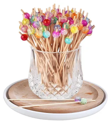 Produktbild von 100 Stück Cocktailspieße, 12 cm Spieße Fingerfood, Spiesse für Snacks Fingerfood, für Grillgut, Fingerfood, Obst-Spieß, Candy
