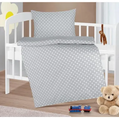 Zdjęcie produktu dla Bawełniana pościel dziecięca  – 90 x 135 cm, 45 x 60 –  szara, biała