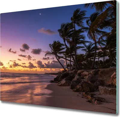 Produktbild von Glas Herdabdeckplatte 60x52 cm Spritzschutz Glasabdeckplatte Schneidebrett Sonne Strand