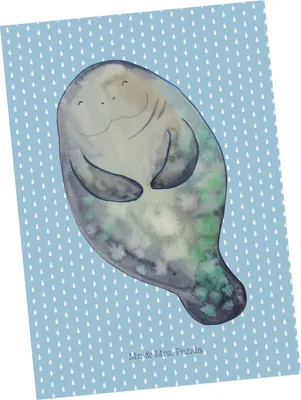 Produktbild von Mr. & Mrs. Panda Postkarte Seekuh Happy - Blau Pastell - Geschenk, Ansichtskarte, Freundin, Fotokarte, Neustart, Postkarten, Grußkarte, Meer, Zufrieden, Respekt
