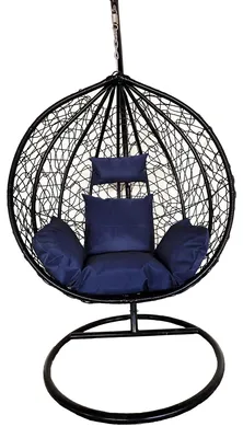 Produktbild von Hängesessel Leon Heinner, 115x68x108/195 cm, Stahl/künstliches Rattan, anthrazitgrau/blau