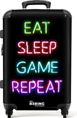 Produktbild von NoBoringSuitcases.com® Großer Koffer - Spiele - Neon - Zitat - Kombinationsschloss TSA - Hartschalen Trolley 4 Rollen - 72 liter - Reisekoffer - 66 cmKoffer Mittelgroß 67x43x25 cm, 72L,