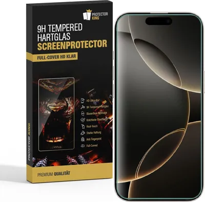 Produktbild von 2x 9H Panzerglas für iPhone 16 Pro 3D A++ KLAR EXTREM HART echtes Tempered Glass Panzerfolie Displayschutz Schutzglas Hartglas Schutzfolie Screen-Protector