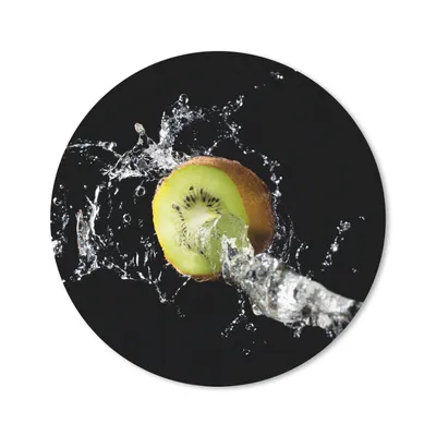 Produktbild von MuchoWow® Mauspad Mousepad Kiwi - Obst - Stillleben - Wasser - Schwarz 20x20 cm - Mousepads - Maus Mat - Pad - Mausunterlage - Schreibtischmatte