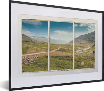 Produktbild von MuchoWow® MuchoWow® Gerahmtes Poster Aussicht - Weg - Berg 40x30 cm - Poster mit zchwarzem Bilderrahmen - Bilderrahmen - Poster im Rahmen