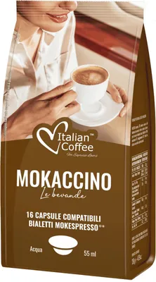Obrázek produktu pro Italská káva MOKACCINO, kapsle pro kávovar Bialetti Mokespresso - 16 kusů