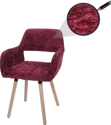 Obrázok produktu pre Jedálenská stolička HWC-A50 II, stolička kuchynská stolička čalúnená stolička, drevo látka/textil šenil (465g/m²) ~ bordeaux