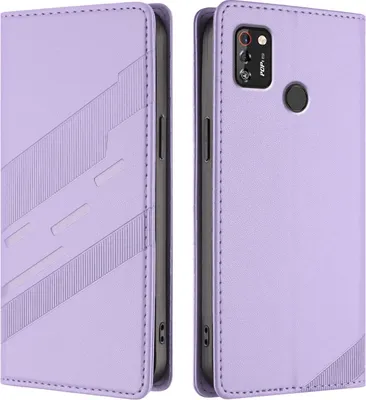 Produktbild von Hülle für Tecno Pop 4 Pro, Kunstleder Brieftaschen Handyhülle mit Kartenfach und Standfunktion Violett