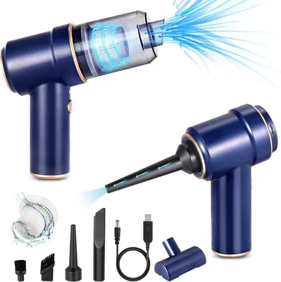 Immagine prodotto di Aspirapolvere portatile senza fili - Mini aspirapolvere - Per auto e casa - Funzione 3-in-1 - Potenza di aspirazione di 9000 Pa - Colore: blu
