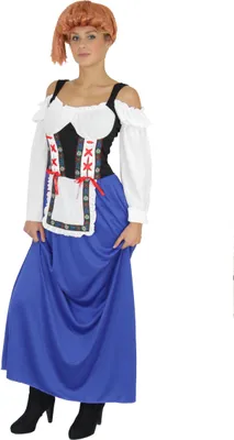 Produktbild von Dirndl für Damen Kleid  blau weiß Gr. S - L, Größe:L