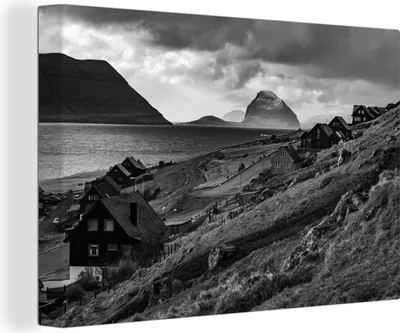 Produktbild von OneMillionCanvasses® - Leinwandbilder - 140x90 cm, Dänemark - Schwarz - Weiß - Berg, Wandbilder Kunstdruck Wanddekoration