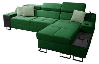 Produktbild von MIRJAN24 Ecksofa Alicante I Maxi, Schlaffunktion und Bettkasten, Lampe mit USB-Anschluss, L-Form Polsterecke (Uttario Velvet 2951 + Uttario Velvet 2954, Seite: Rechts)