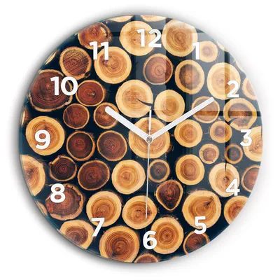 Produktbild von Wallfluent Große Wanduhr – Stilles Quarzuhrwerk - Uhr Dekoration Wohnzimmer Schlafzimmer Küche - Zifferblatt - weiße Zeiger - 60 cm - Holz