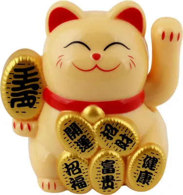 Produktbild von Glückskatze Mini Maneki-neko Wohlstand beige Solar 5cm Winkekatze Lucky cat