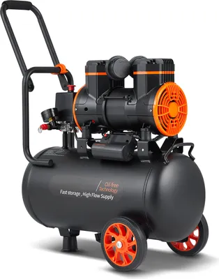 Zdjęcie produktu dla Sprężarka powietrza SucceBuy 6,3 galona, 2 KM, 3,35 CFM @ 90 PSI, bezolejowa, maks. 116 PSI, 70 dB, bardzo cicha do naprawy samochodów, pompowania opon, malowania natryskowego, wbijania gwoździ do drewna