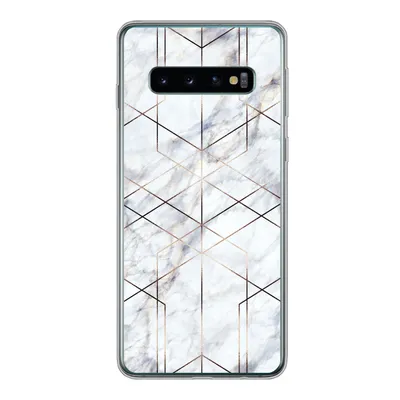 Produktbild von MuchoWow® Handyhülle Schutzhülle Hülle für Samsung Galaxy S10 Marmor - Gold - Weiß Silikon Softcase Handy Hülle - Handytasche