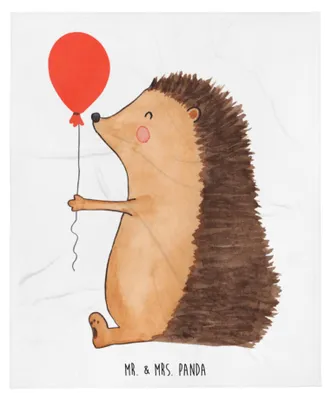 Produktbild von Mr. & Mrs. Panda Wohndecke Igel Luftballon - Weiß - Geschenk, Glückwunsch, Plaid, Bettüberwurf, Geburtstag, Lustige Sprüche, Tagesdecke, Ballon, Herzlichen, Bettdecke