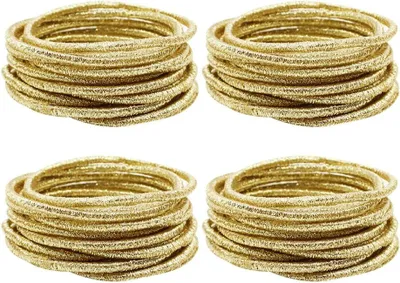 Produktbild von 100 glitzernde, elastische Haargummis ohne Metall für Pferdeschwänze, glänzend, dünn, in metallischer Farbe